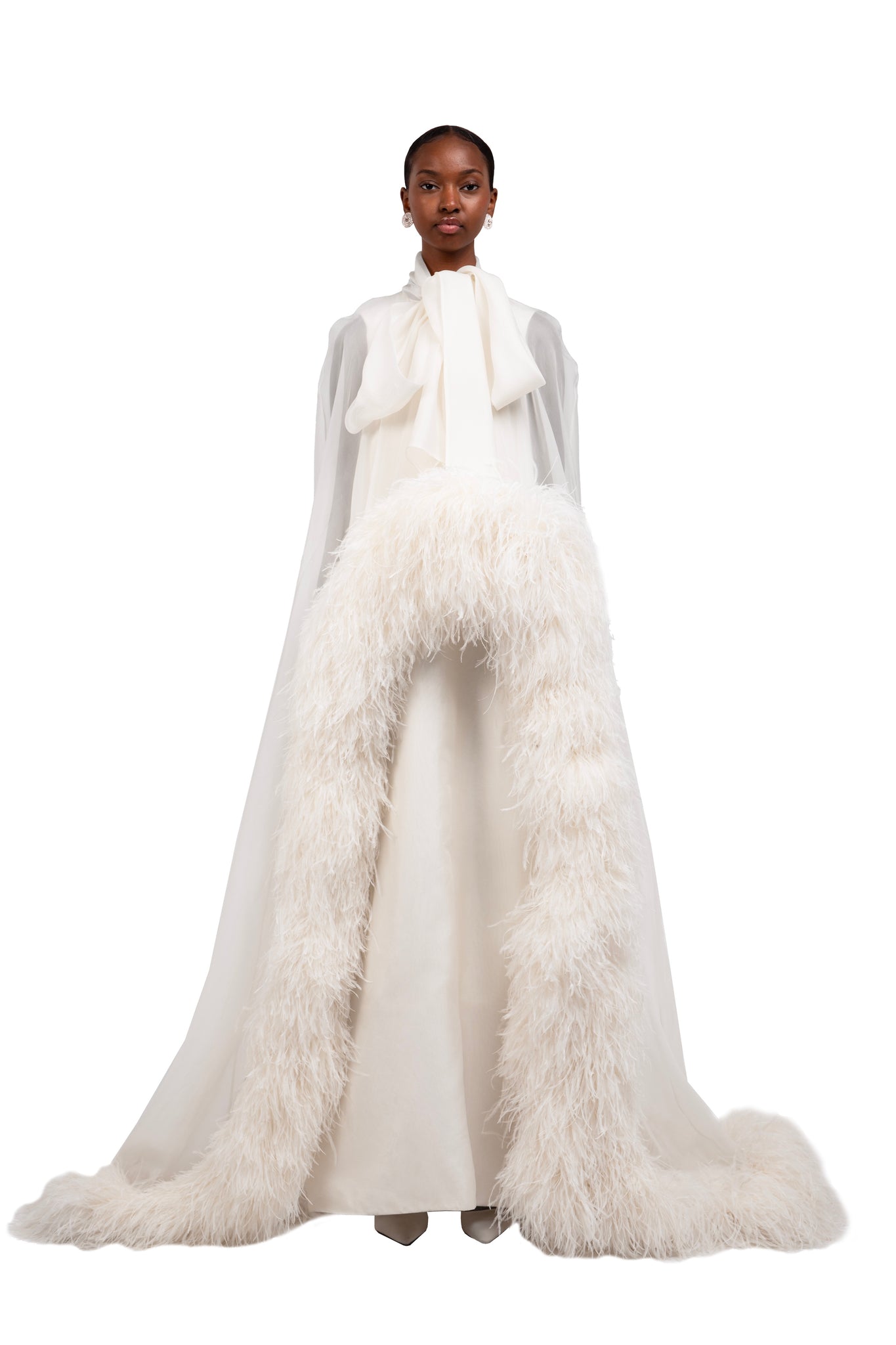 RICHARD QUINN - FEATHER TRIMMED CAPE GOWN