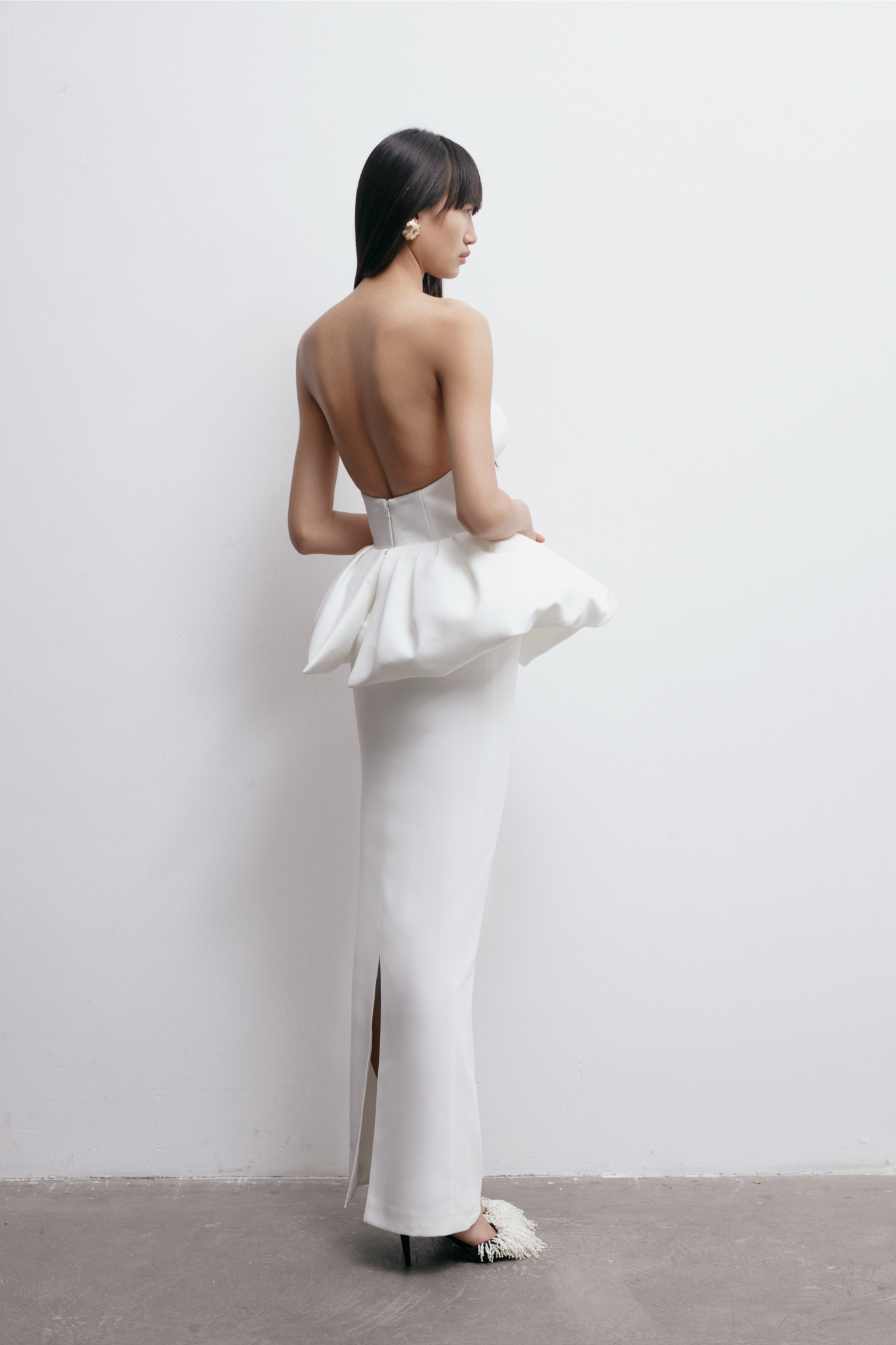 THE NEW ARRIVALS -LIA PEPLUM DRESS IN TEMPLE WHITE – The Loft Bridal THE NEW ARRIVALS -LIA PEPLUM DRESS IN TEMPLE WHITE – The Loft Bridal
